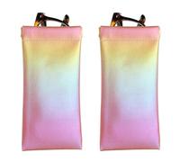 PATIKIL Squeeze Top Sunglass Pouch, 2 Pcs PU Leather Soft Eyeglass Pouch Portable Travel Sunglasses Pouch Organizer, Gradient Orange