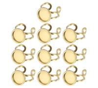 PATIKIL Stainless Ring Blank, 12mm 10 Pcs Adjustable Finger Ring Blank Base Bezel Trays Flat Pad Tray for Jewelry Making Finding DIY Carvings, Gold