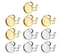 PATIKIL Stainless Ring Blank, 14mm 10 Pcs Adjustable Finger Ring Blank Base Bezel Trays Flat Pad Tray for Jewelry Making Finding DIY Carvings, Gold, Silver