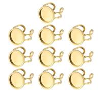 PATIKIL Stainless Ring Blank, 14mm 10 Pcs Adjustable Finger Ring Blank Base Bezel Trays Flat Pad Tray for Jewelry Making Finding DIY Carvings, Gold