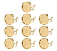 PATIKIL Stainless Ring Blank, 18mm 10 Pcs Adjustable Finger Ring Blank Base Bezel Trays Flat Pad Tray for Jewelry Making Finding DIY Carvings, Gold