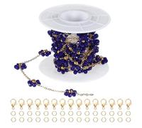 PATIKIL Stainless Steel Jewelry Chain, 7Ft 1.5mm Sapphire Blue Crystal Flower Link Cable Chains for Necklace Earring Bracelet Findings Jewelry Making Trucker Hat Chains, Gold/Sapphire Blue