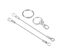 PATIKIL Stainless Steel Lanyard Cable 1.5mmx10cm 4 Pack Eyelets Ended Security Wire Rope with 4 Pack Key Ring 4 Pack Keychain