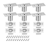 PATIKIL Stainless Steel Large Closet Ball Catch Door Hardware, 6 Pack Cabinet Door Ball Catch Chrome Finish with Strike Plate & Screw for Interior Doors, Silver