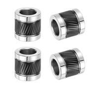 PATIKIL Stainless Steel Paracord Beads, 4pcs Grooved Tube Loose Column Spacer Beads 6mm Large Hole for DIY Bracelet Necklace Jewelry Making, Silver-Black