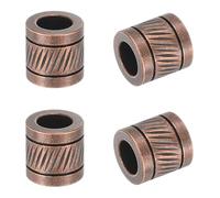 PATIKIL Stainless Steel Paracord Beads, 4pcs Grooved Tube Loose Column Spacer Beads 6mm Large Hole for DIY Bracelet Necklace Jewelry Making, Red Copper