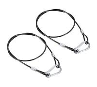 PATIKIL Stainless Steel Safety Cable 31.5"/80cm, 2Pack 4mm Flexible Security Wire Rope Lock Double Loops with Hook for Stage Lighting Luggage, Black