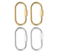 PATIKIL Stainless Steel Screw Oval Lock Charm Clasps, 4Pcs Jewelry Clasp Clip Hook Locking Clasps and Closures with Geometric Surface for Necklace Bracelet Making Dangling, Gold/Silver