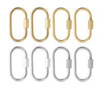 PATIKIL Stainless Steel Screw Oval Lock Charm Clasps, 8Pcs Jewelry Clasp Clip Hook Locking Clasps and Closures for Necklace Bracelet Making Dangling, Gold/Silver