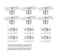 PATIKIL Stainless Steel Small Closet Ball Catch Door Hardware, 6 Pack Cabinet Door Ball Catch Chrome Finish with Strike Plate & Screw for Interior Doors, Silver