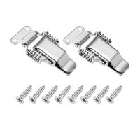 PATIKIL Stainless Steel Spring Loaded Toggle Latch, (L,Silver) (2 Pcs), Compression Double Spring Toolbox Toggle Hasp Clamp Lock with Screws for Cabinet Door Barn Wooden Case