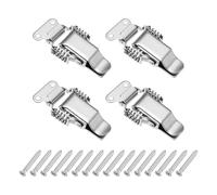 PATIKIL Stainless Steel Spring Loaded Toggle Latch, (L,Silver) (4 Pcs), Compression Double Spring Toolbox Toggle Hasp Clamp Lock with Screws for Cabinet Door Barn Wooden Case