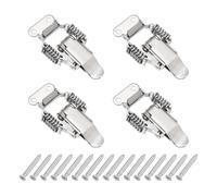 PATIKIL Stainless Steel Spring Loaded Toggle Latch, (S,Silver) (4 Pcs), Compression Double Spring Toolbox Toggle Hasp Clamp Lock with Screws for Cabinet Door Barn Wooden Case