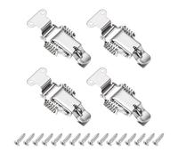 PATIKIL Stainless Steel Spring Loaded Toggle Latch with Angle Hook, (L,Silver) (4 Pcs), Compression Double Spring Toolbox Toggle Hasp Clamp Lock with Screws for Cabinet Door Barn