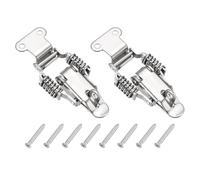 PATIKIL Stainless Steel Spring Loaded Toggle Latch with Lock Hole Angle Hook, (S,Silver) (2 Pcs), Compression Double Spring Toolbox Toggle Hasp Clamp Lock with Screws for Cabinet Door Barn