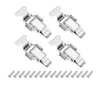 PATIKIL Stainless Steel Spring Loaded Toggle Latch with Lock Hole Angle Hook, (S,Silver) (4 Pcs), Compression Double Spring Toolbox Toggle Hasp Clamp Lock with Screws for Cabinet Door Barn