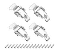 PATIKIL Stainless Steel Spring Loaded Toggle Latch with Lock Hole, (L,Silver) (4 Pcs), Compression Double Spring Toolbox Toggle Hasp Clamp Lock with Screw for Cabinet Door Barn Wooden Case