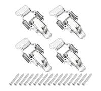 PATIKIL Stainless Steel Spring Loaded Toggle Latch with Lock Hole, (S,Silver) (4 Pcs), Compression Double Spring Toolbox Toggle Hasp Clamp Lock with Screw for Cabinet Door Barn Wooden Case