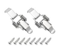 PATIKIL Stainless Steel Spring Loaded Toggle Latch with Long Hook, (L,Silver) (2 Pcs), Compression Double Spring Toolbox Toggle Hasp Clamp Lock with Screw for Cabinet Door Barn Wooden Case
