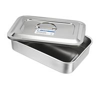 PATIKIL Stainless Steel Tray with Lid Handle, 24x16cm Rectangular Lab Instrument Organizer Tool