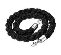 PATIKIL Stanchion Rope, 1.2m/3.9Ft Barrier Rope Twisted Post Ropes for Posts Stands Queue Divider Crowd Control of Hotel, Black Silver