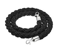 PATIKIL Stanchion Rope, 1.5m/5Ft Barrier Rope Twisted Post Ropes with Snap Hooks for Posts Stands Queue Divider Crowd Control of Hotel, Black Silver