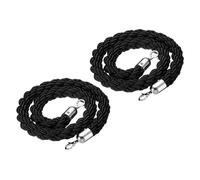 PATIKIL Stanchion Rope, 2 Pack 1.2m/3.9Ft Barrier Rope Twisted Post Ropes for Posts Stands Queue Divider Crowd Control of Hotel, Black Silver