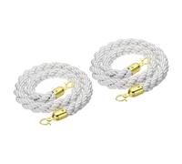 PATIKIL Stanchion Rope, 2 Pack 1.2m/3.9Ft Barrier Rope Twisted Post Ropes for Posts Stands Queue Divider Crowd Control of Hotel, White Golden