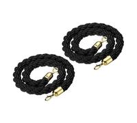 PATIKIL Stanchion Rope, 2 Pack 1.2m/3.9Ft Barrier Rope Twisted Post Ropes for Posts Stands Queue Divider Crowd Control of Hotel, Black Golden