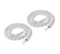 PATIKIL Stanchion Rope, 2 Pack 1.2m/3.9Ft Barrier Rope Twisted Post Ropes for Posts Stands Queue Divider Crowd Control of Hotel, White Silver