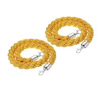 PATIKIL Stanchion Rope, 2 Pack 1.2m/3.9Ft Barrier Rope Twisted Post Ropes for Posts Stands Queue Divider Crowd Control of Hotel, Yellow Silver