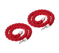 PATIKIL Stanchion Rope, 2 Pack 1.2m/3.9Ft Barrier Rope Twisted Post Ropes for Posts Stands Queue Divider Crowd Control of Hotel, Red Silver