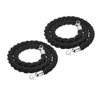 PATIKIL Stanchion Rope, 2 Pack 1.5m/5Ft Barrier Rope Twisted Post Ropes with Snap Hooks for Posts Stands Queue Divider Crowd Control of Hotel, Black Silver