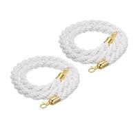 PATIKIL Stanchion Rope, 2 Pack 1.5m/5Ft Barrier Rope Twisted Post Ropes with Snap Hooks for Posts Stands Queue Divider Crowd Control of Hotel, White Golden