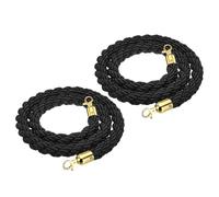 PATIKIL Stanchion Rope, 2 Pack 1.5m/5Ft Barrier Rope Twisted Post Ropes with Snap Hooks for Posts Stands Queue Divider Crowd Control of Hotel, Black Golden