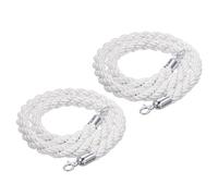 PATIKIL Stanchion Rope, 2 Pack 1.5m/5Ft Barrier Rope Twisted Post Ropes with Snap Hooks for Posts Stands Queue Divider Crowd Control of Hotel, White Silver