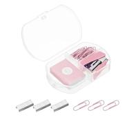 PATIKIL Stapler Set, Metal Portable Desktop Office Stationery Accessories No Jams Stapler with 400 Staples 20 Clips for Business, Desk, Home, Classroom, Pink