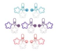 PATIKIL Star Keychain, 7 Pcs Candy Color Acrylic Pentagram Key Chain Stars Charms Bell Pendant Keyring Clip for Keys Bag Accessories, Purple/Pink/Blue
