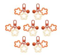 PATIKIL Star Keychain, 7 Pcs Candy Color Acrylic Pentagram Key Chain Stars Charms Bell Pendant Keyring Clip for Keys Bag Accessories, Orange