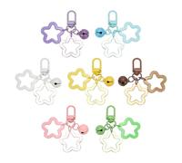 PATIKIL Star Keychain, 7 Pcs Candy Color Acrylic Pentagram Key Chain Stars Charms Bell Pendant Keyring Clip for Keys Bag Accessories, Mix Colors