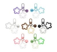 PATIKIL Star Keychain, 7 Pcs Candy Color Acrylic Pentagram Key Chain Stars Charms Bell Pendant Keyring Clip for Keys Bag Accessories, Green/Black/Pink/Blue/White/Purple/Brown