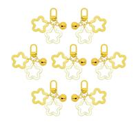 PATIKIL Star Keychain, 7 Pcs Candy Color Acrylic Pentagram Key Chain Stars Charms Bell Pendant Keyring Clip for Keys Bag Accessories, Yellow