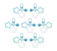 PATIKIL Star Keychain, 7 Pcs Candy Color Acrylic Pentagram Key Chain Stars Charms Bell Pendant Keyring Clip for Keys Bag Accessories, Blue