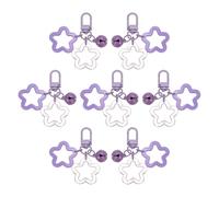 PATIKIL Star Keychain, 7 Pcs Candy Color Acrylic Pentagram Key Chain Stars Charms Bell Pendant Keyring Clip for Keys Bag Accessories, Purple