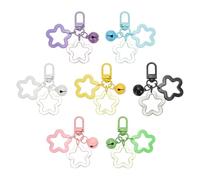 PATIKIL Star Keychain, 7 Pcs Candy Color Acrylic Pentagram Key Chain Stars Charms Bell Pendant Keyring Clip for Keys Bag Accessories, Green/Yellow/Pink/Blue/White/Purple/Black