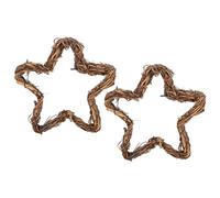 PATIKIL Star Rattan Wreath, 2Pcs 15CM Christmas Natural Vine Branch Wreath Garland Floral Ring Hoop for Door Window Hanging Decorations, Brown