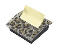 PATIKIL Stick Note Pad Holders, 4 x 4 Inches Rhinestone Sticky Note Dispenser Memo Pad Holder Office Desk Organizer Supplies for Office Home Desk Organization, Leopard