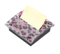 PATIKIL Stick Note Pad Holders, 4 x 4 Inches Rhinestone Sticky Note Dispenser Memo Pad Holder Office Desk Organizer Supplies for Office Home Desk Organization, Pink Leopard