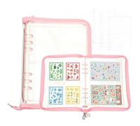 PATIKIL Sticker Organizer Binder, Reusable A5 Sticker Album Collecting Book Glitter Cover Zipper Binder with 180 Pocket, Pink