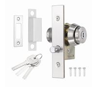 PATIKIL Storefront Door Mortise Lock, Commercial Deadbolt Mortise Lock Circle Bolt Glass Framed Central Door Lock Set with Double Cylinder and 3 Keys, Silver